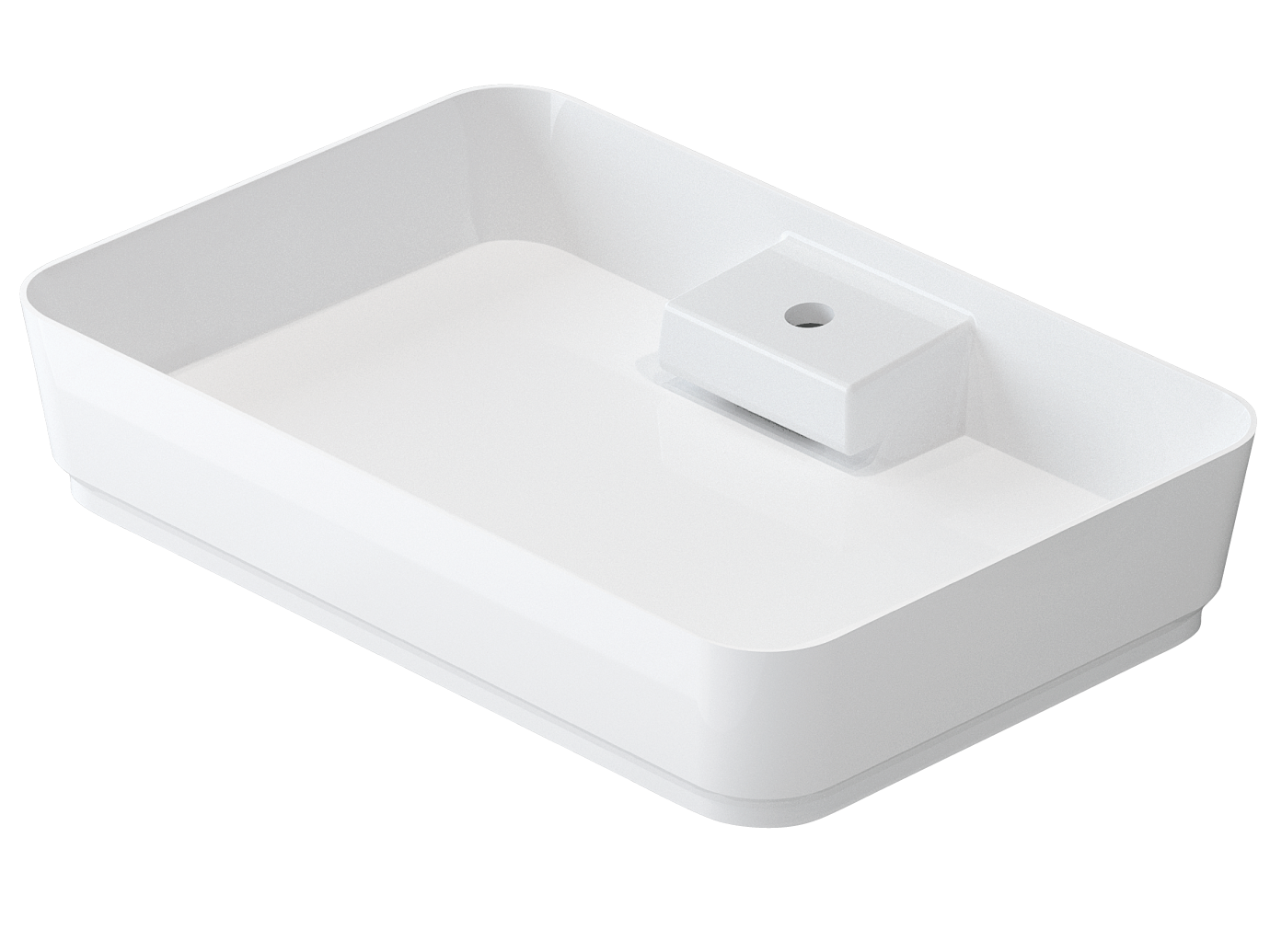 Slim Rectangle Countertop Washbasin  - concealed siphon